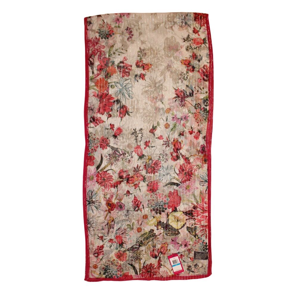 Vince Camuto  Silk Metallic Floral 72" x 18" Oblong Scarf #VC3032